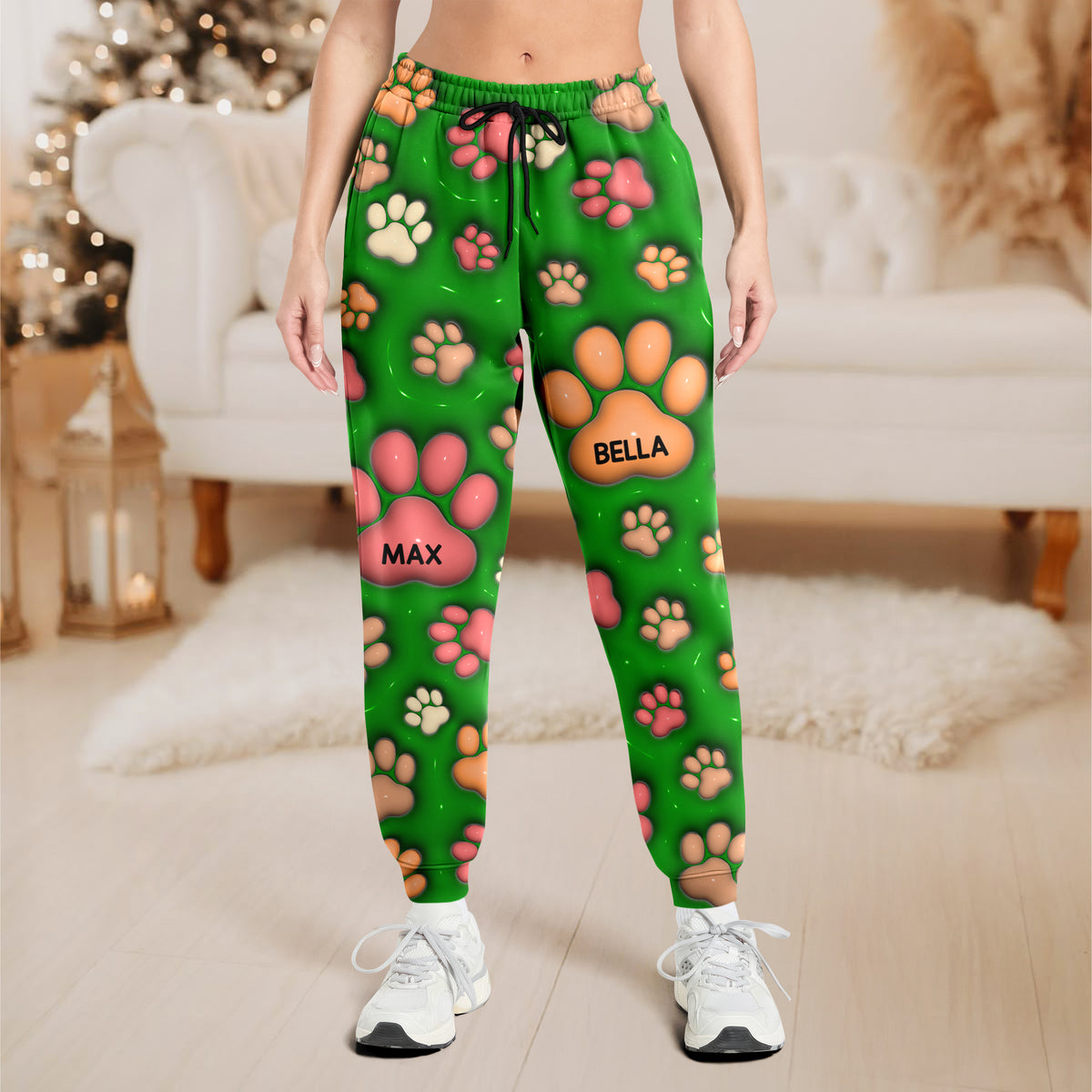 Custom Name On Dog Paw 3D Effect Sweatpants For Christmas TH10 896409
