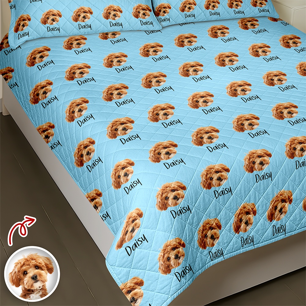 Custom Photo And Name Quilt Bedding Set For Dog Lover TH10 896677