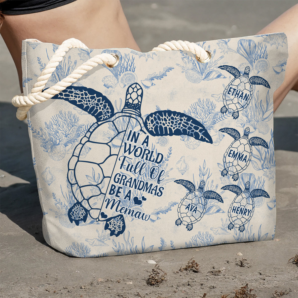 Toile De Jouy World Full Of Grandmas Beach Bag Personalized Gift For Family HO82 894846