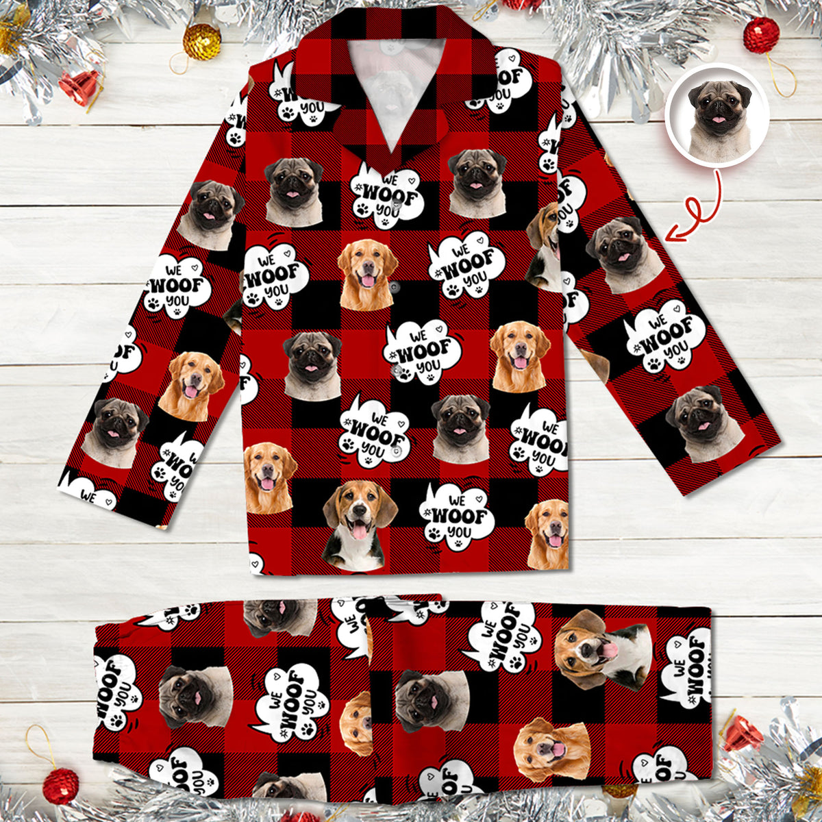 Custom Photo I Woof You - Personalized Pajamas Gift For Dog Lovers HO82 894382