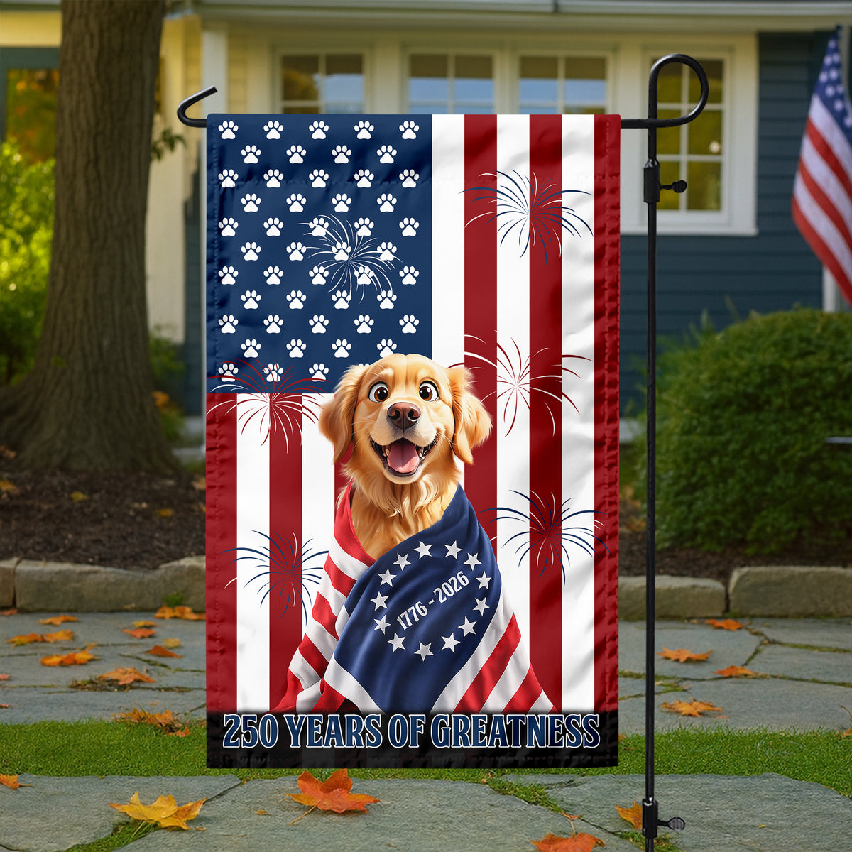 Personalized My Dog Loves America 250 Patriotic Garden Flag HA75 920214