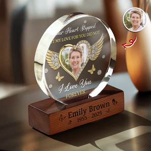 Custom Photo I Love You Forever Memorial Round Acrylic Frame Block HA75 898014