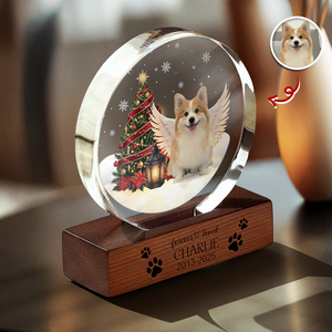 Custom Photo Forever Loved Memorial Dog Cat Round Acrylic Frame Block HA75 898008