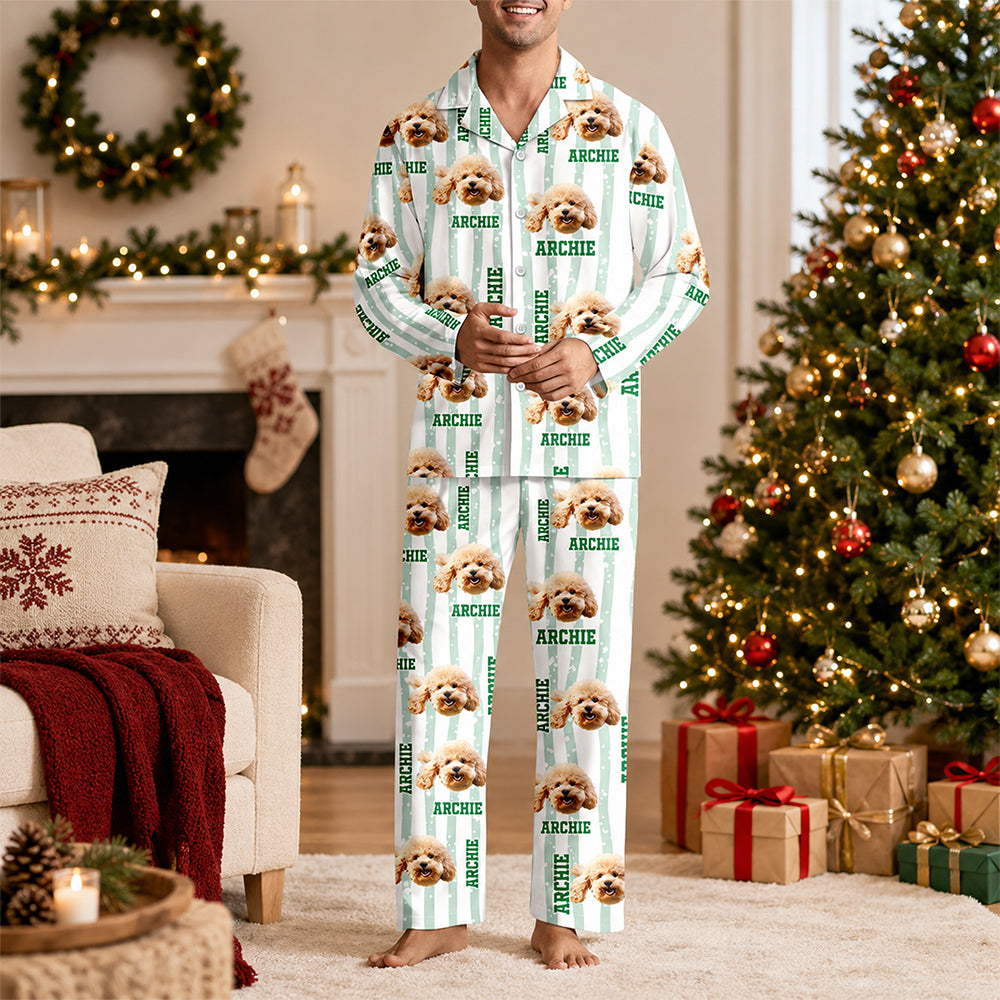 Custom Photo Dog Cat Mom Dad Flannel Pajamas Christmas Gift for Pet Lovers HO82 903448