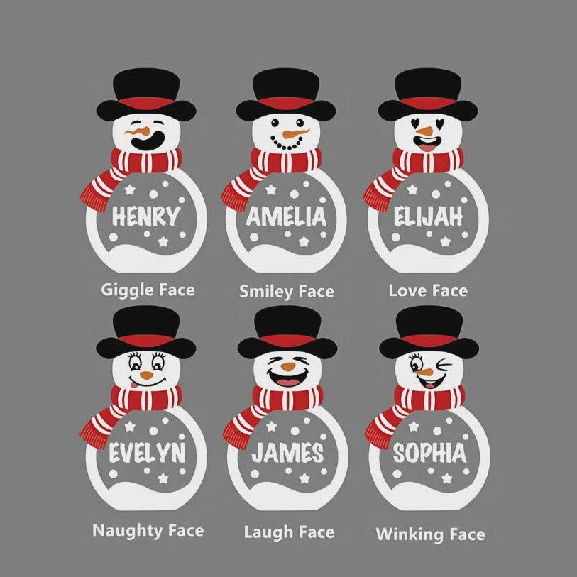 Personalized Name Funny Face Christmas Snowman LED Wooden Ornament LM32 669753