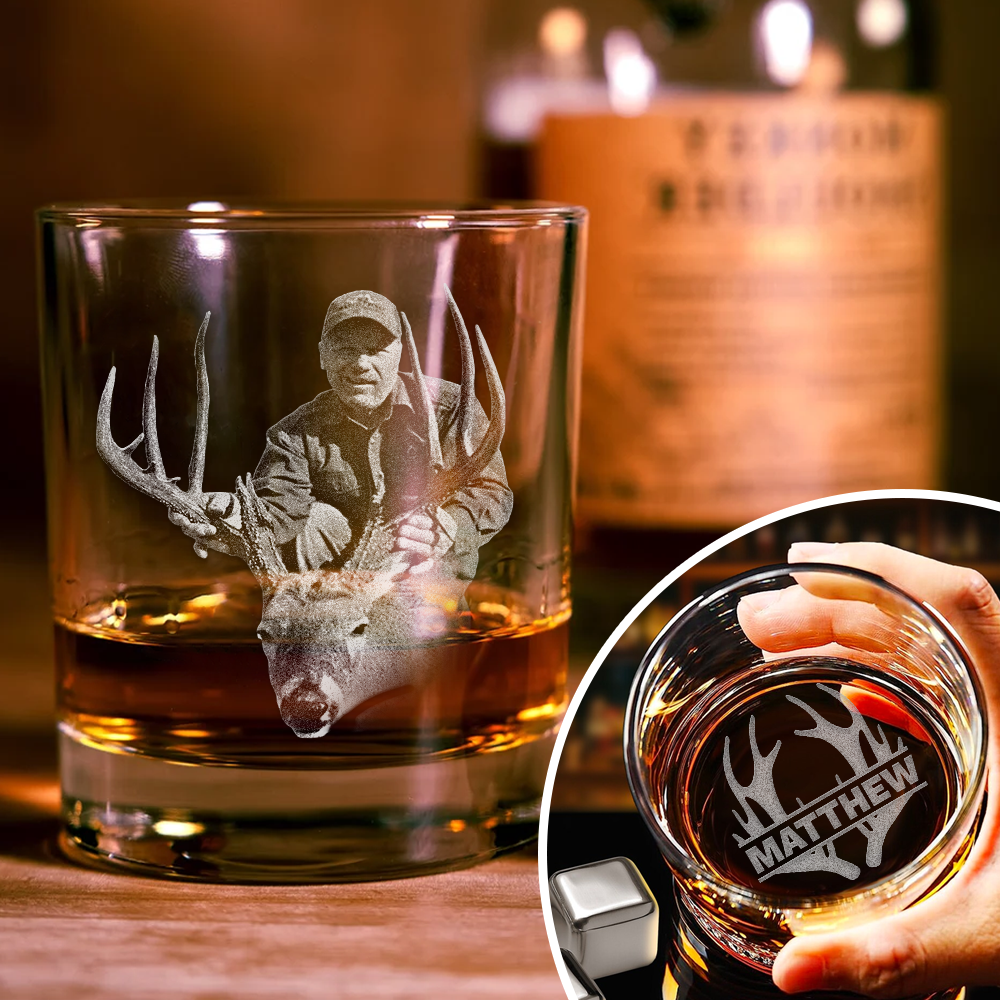 Custom Photo And Name Whiskey Glass For Hunter TH10 892775