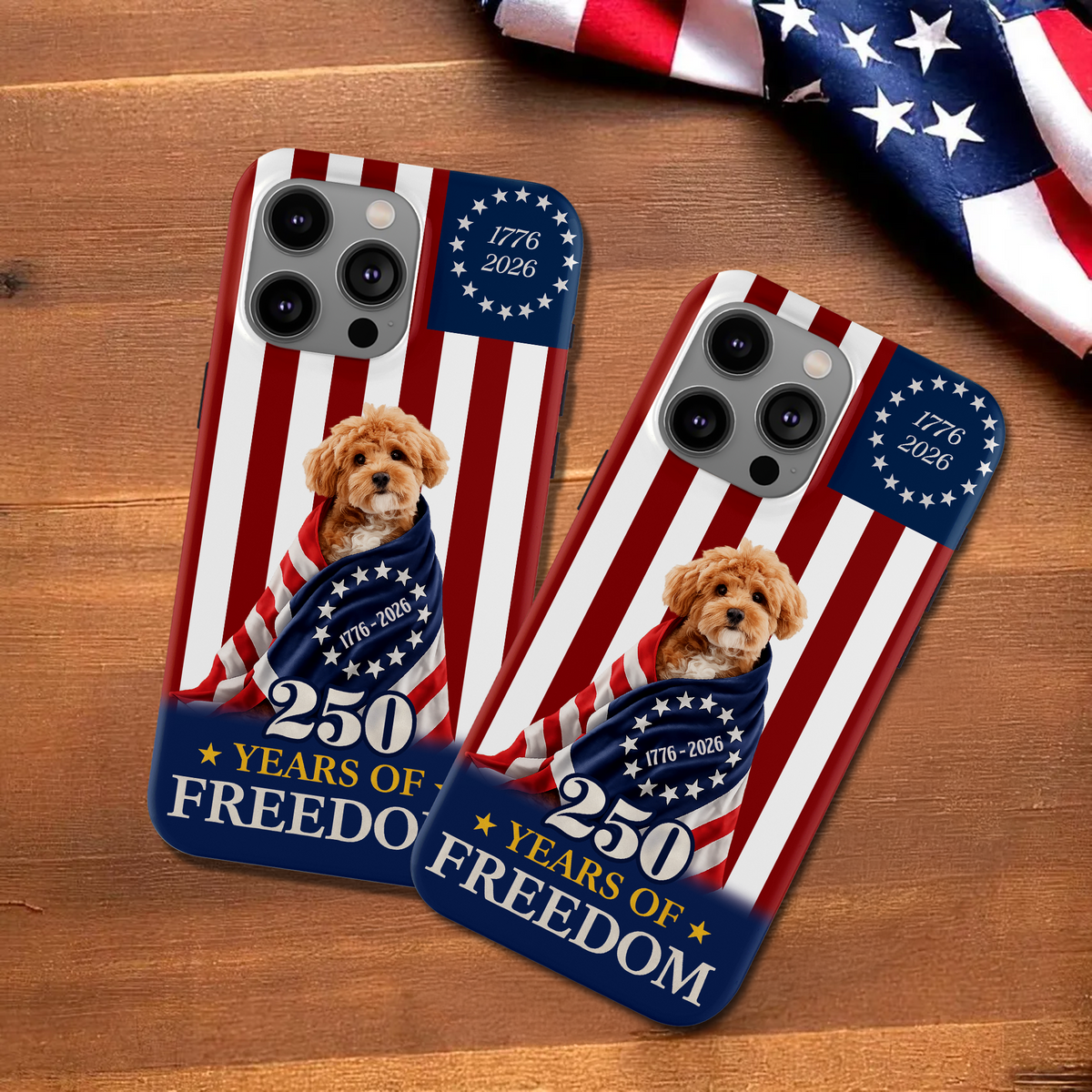 Custom Photo My Dog, Cat 250 Years 1776 2026 Patriotic American Phone Case HO82 901194