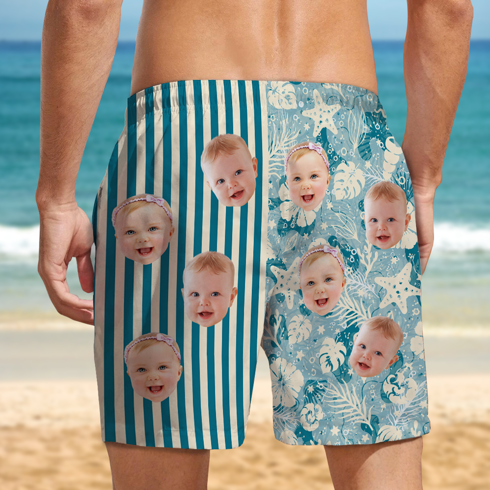 Custom Funny Face Tropical Floral Hawaiian Beach Shorts CH07 911562