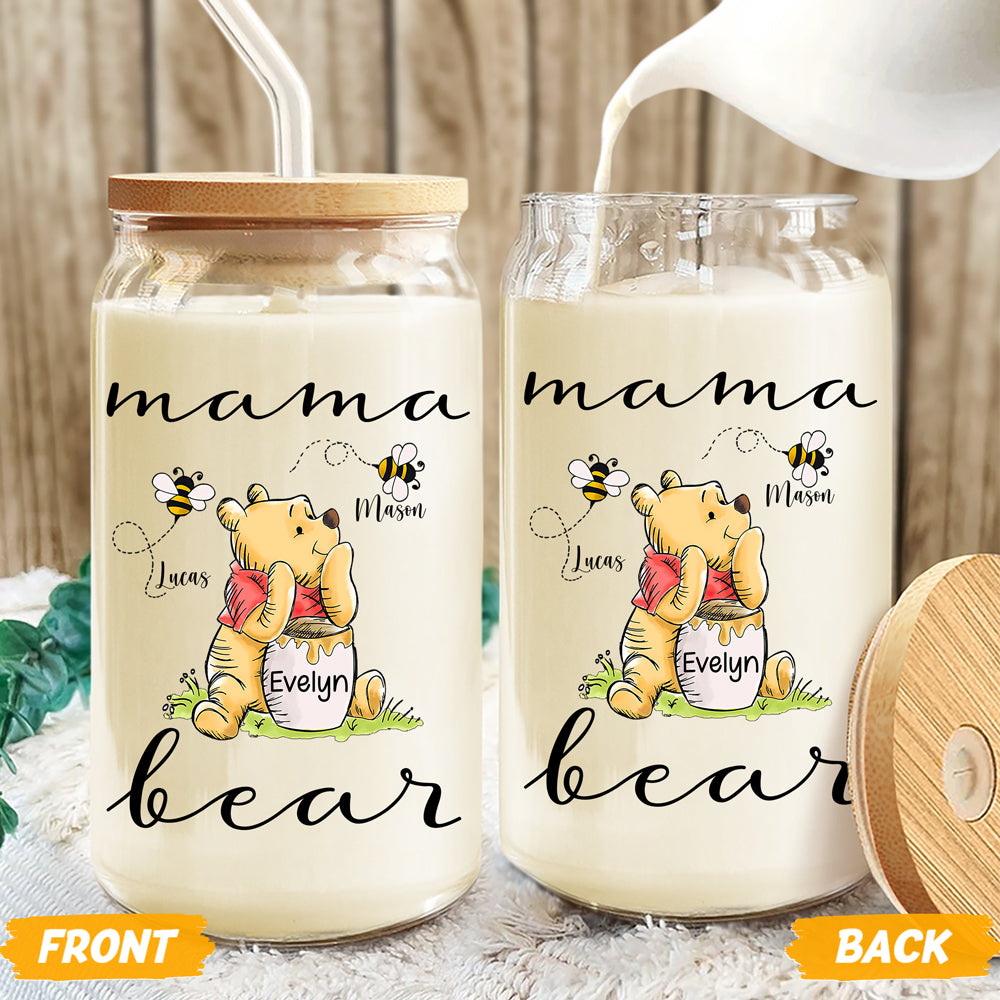 Custom Mama Bear With Baby Bee For Mother's Day Glass Can TH10 892587
