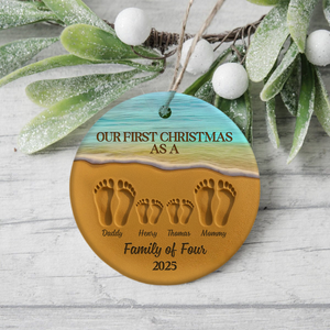 Our First Christmas As A Family Personalized Ceramic Ornament HA75 897472