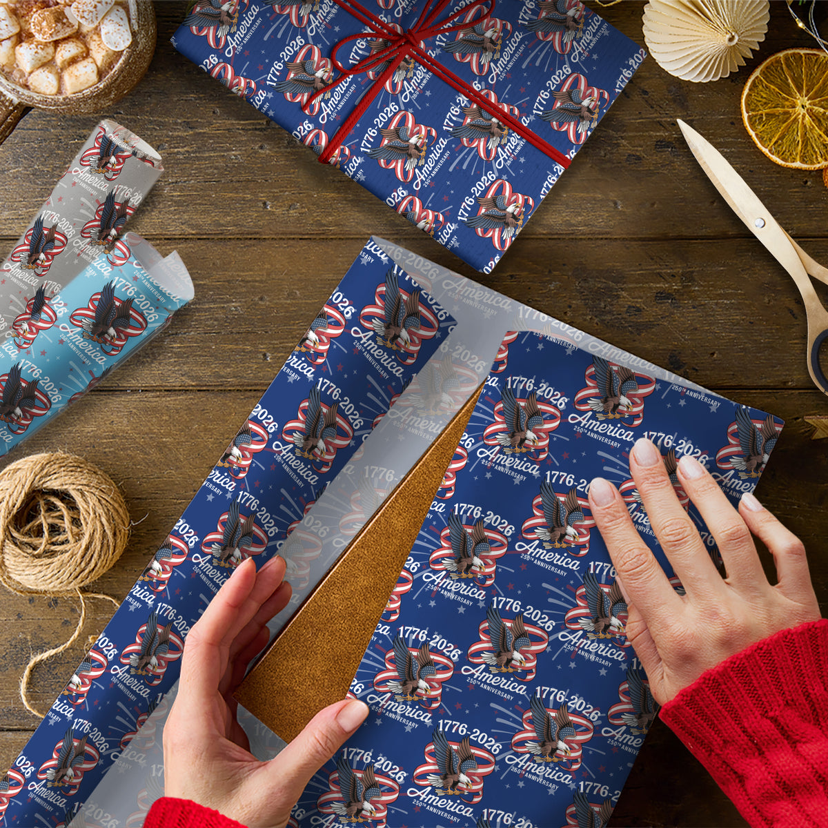 America 250Th Anniversary 1776-2026 Eagle Us Flag Wrapping Paper HO82 900612