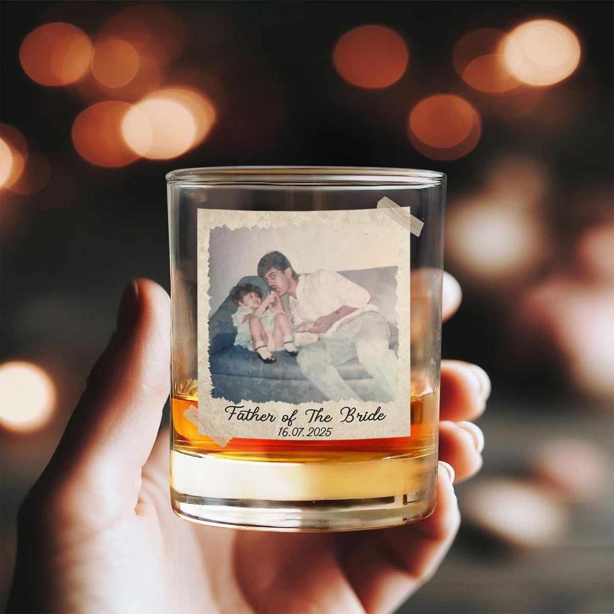 Personalized Gift for Father of the Bride, Father of the Groom, Custom Photo Whiskey Glass, Wedding Keepsake CH07 910814