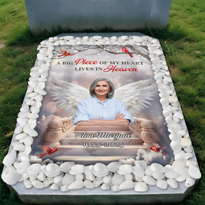 Custom Photo A Piece Of My Heart Lives In Heaven Memorial Grave Blanket LM32 893237
