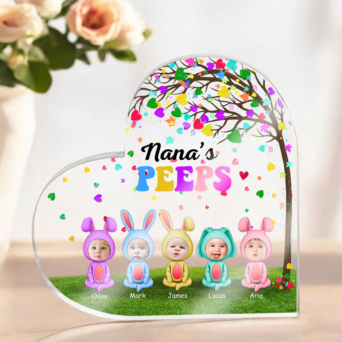 Custom Photo Nana's Peeps Heart Tree Heart Acrylic Plaque HO82 893532