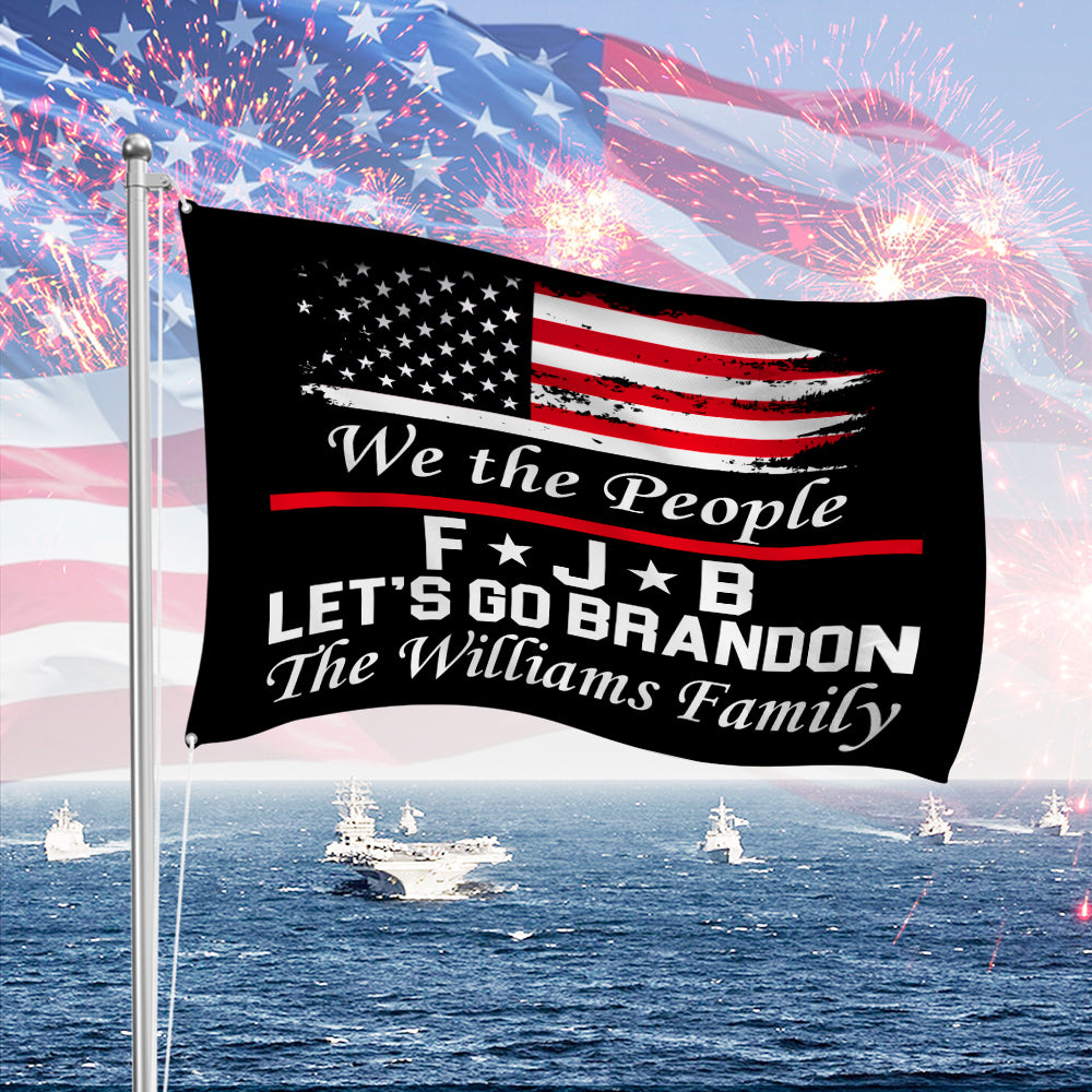 Custom Family Name We The People 1776 Let's Go Brandon Double-Sided Flag HO82 900350