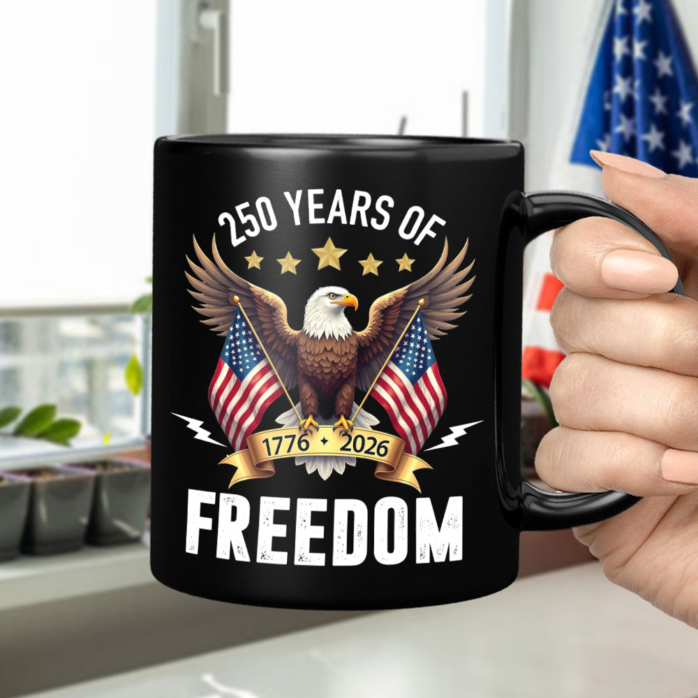 America Eagles 250 Years Of Freedom Black Mug LM32 895211