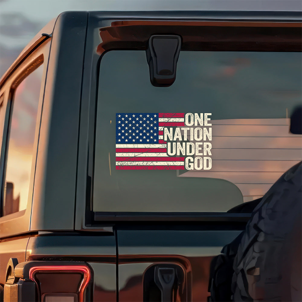 One Nation Under God America Flag Car Window Decal Sticker LM32 897229