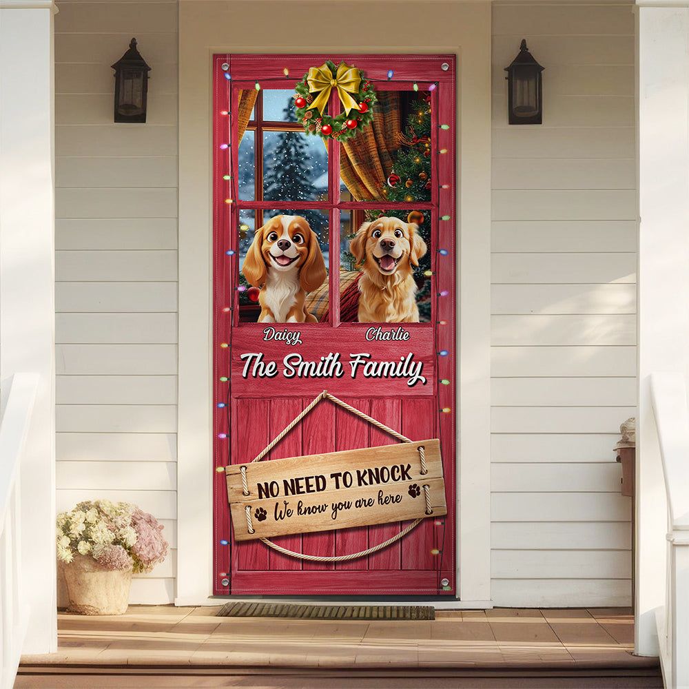 Custom Cute 3D Dog No Need To Knock We Know You Are Here Decoration Door Cover HA75 898080