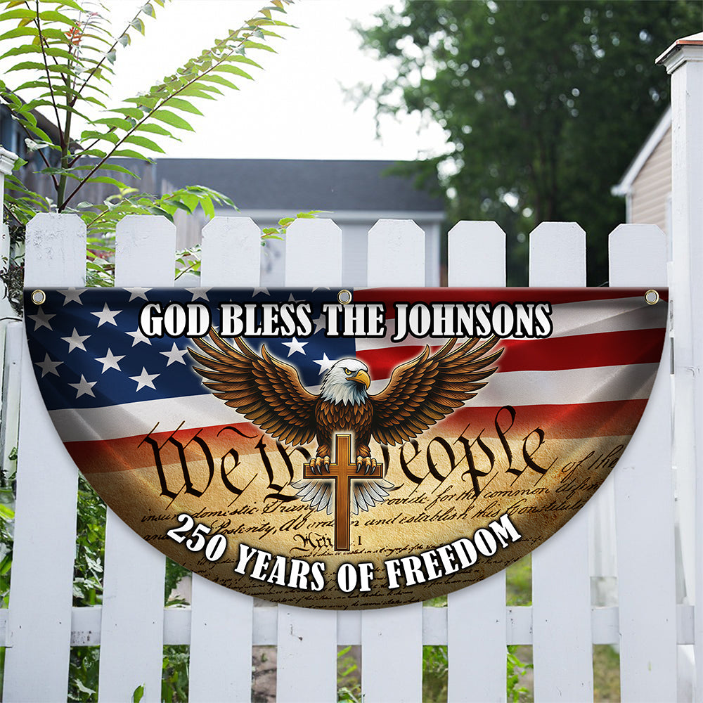 Custom Family Name 250 Years Of Freedom Non-Pleated Fan Flag TH10 169081