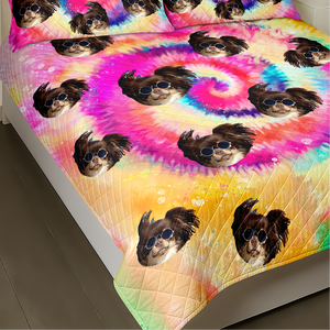 Custom Photo Dog Cat Color Quilt Bedding Set For Dog Cat Pet Lovers HA75 898242