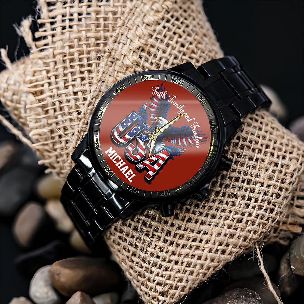 Custom Name Faith, Family & Freedom US 250 Years Men's Wrist Watch HO82 901644