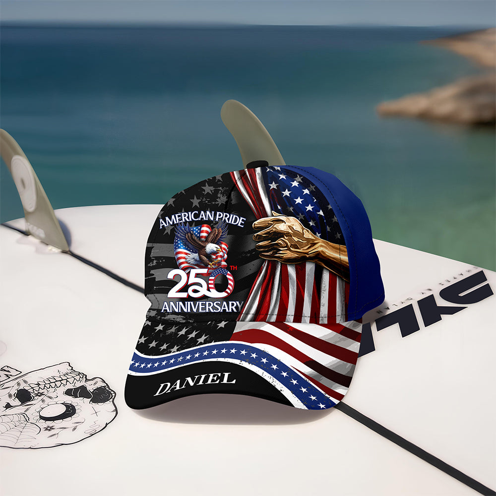 Custom Name Eagle American Flag Patriotic 250th Anniversary Classic Cap CH07 911236