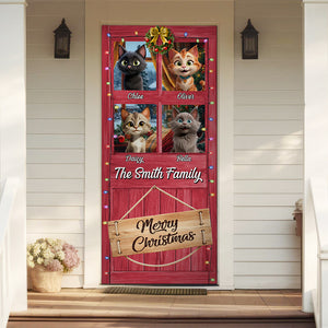 Custom Cute 3D Cat Meowy Christmas Decoration Door Cover For Cat Lovers LM32 897137