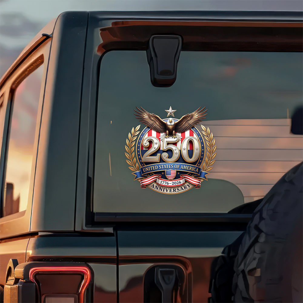 Patriotic Eagles Flag USA 250th Anniversary Car Window Decal Sticker LM32 899059