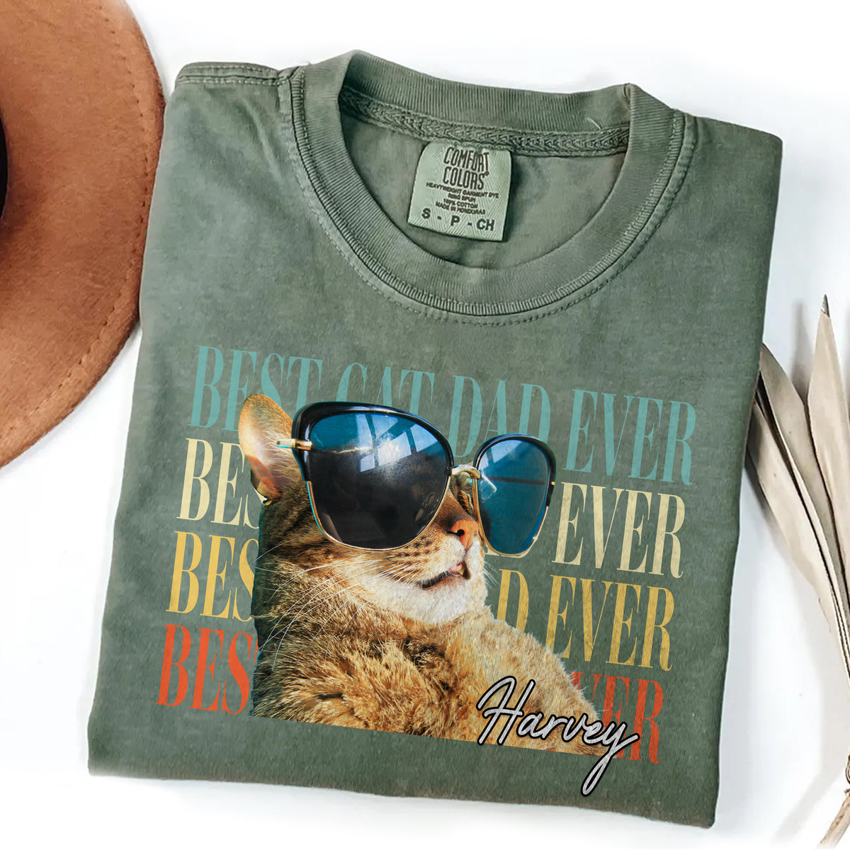 Personalized Vintage Photo Best Cat Dad Ever Retro Comfort Shirt HO82 902496