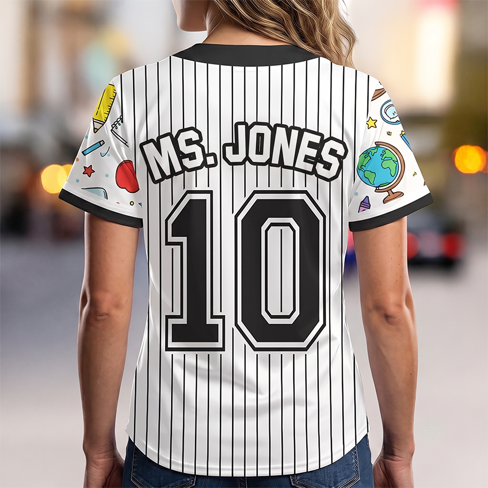 Personalized Teacher Jersey, Custom Name Number Baseball Shirt for Teachers, Back to School Appreciation Gift CH07 180042