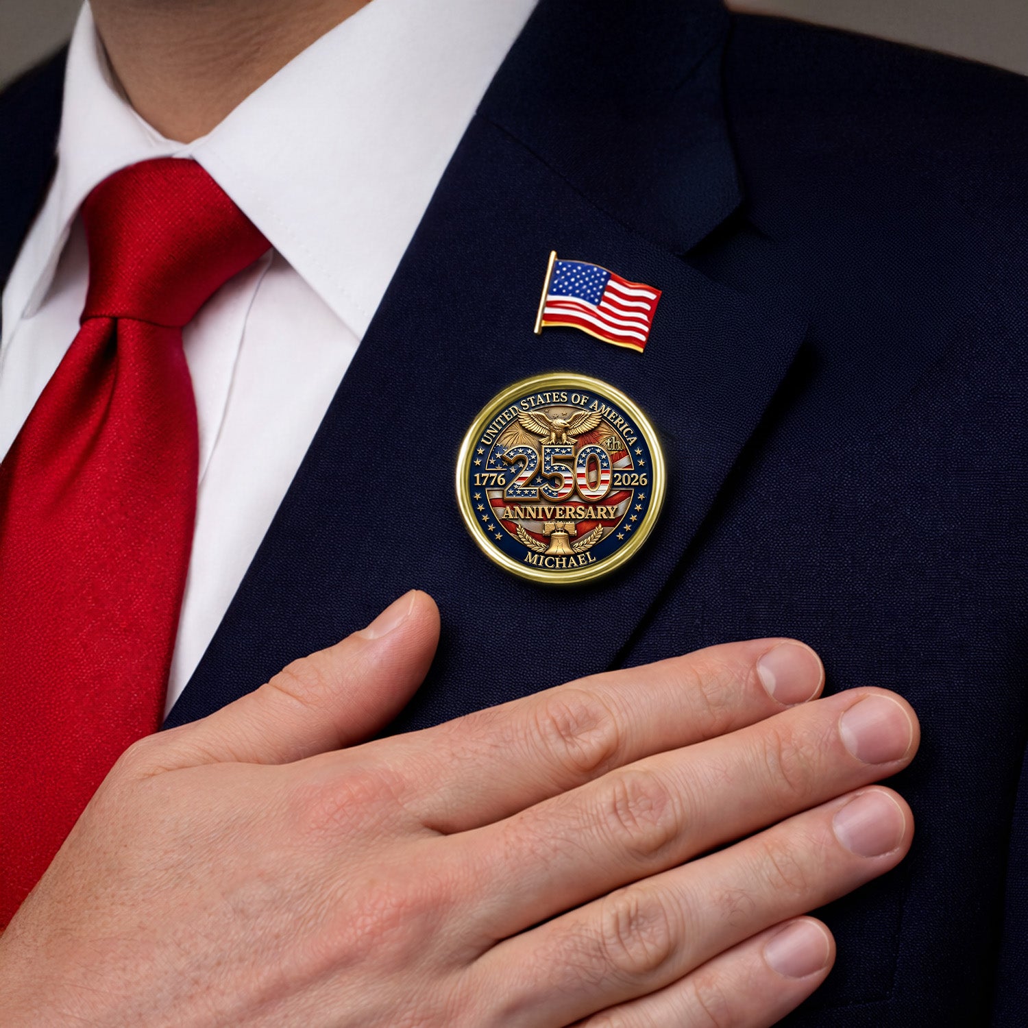 Custom Name 250 Years of USA Of Freedom Anniversary Eagle Lapel Pin LM32 899565