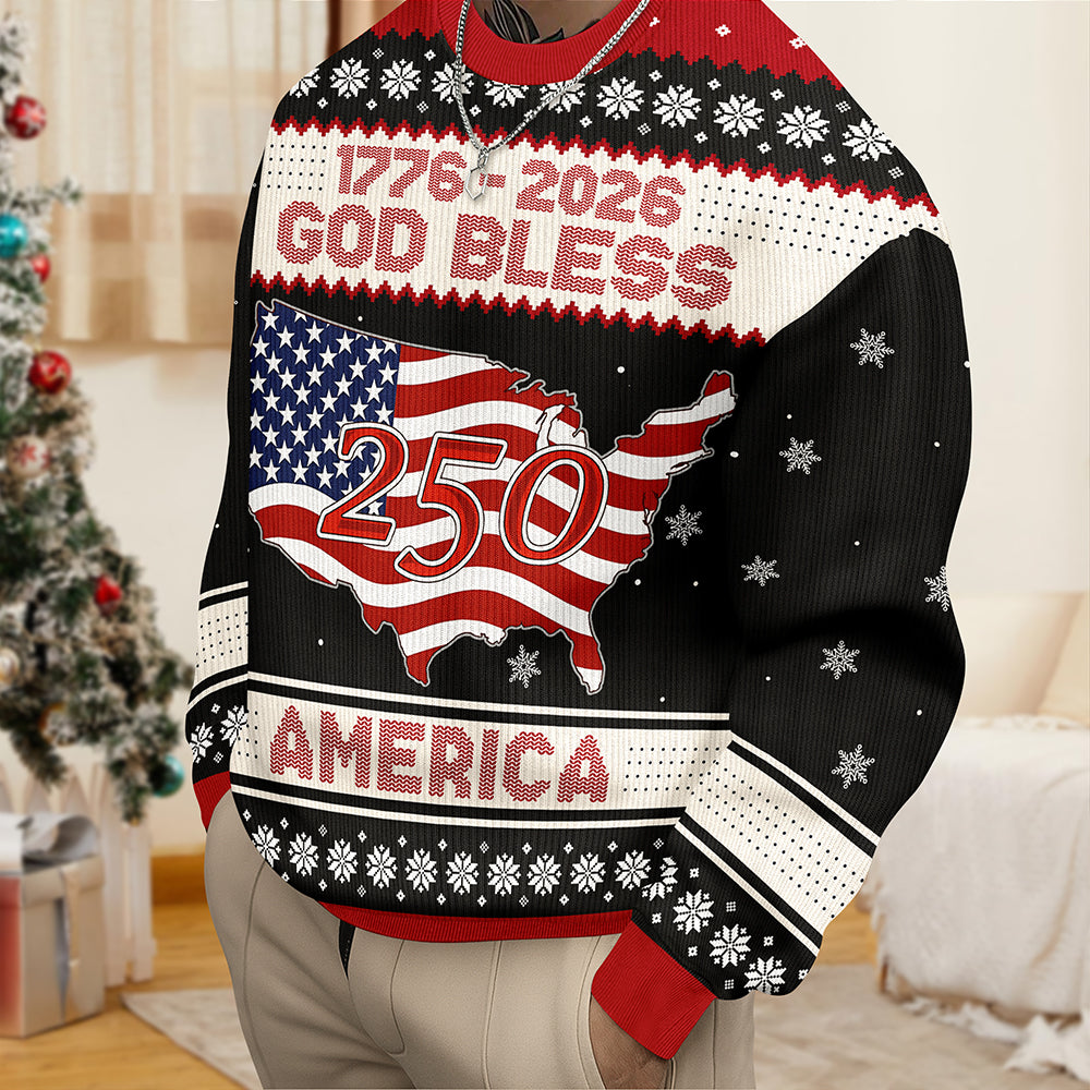 1776 - 2026 God Bless America 250 Ugly Sweater Christmas Gift HA75 897968