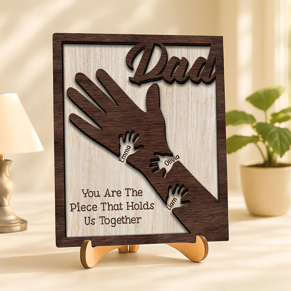 Daddy We Will Always Reach For You 2-Layered Wooden Plaque With Stand LM32 893605
