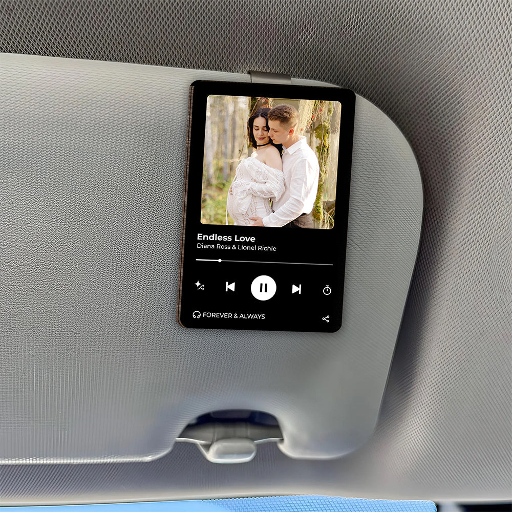 Personalized  Music Photo Couple Gift Wooden Photo Car Visor Clip HA75 898936