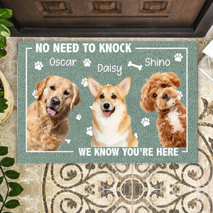 Custom Photo No Need To Knock, We Know You're Here Doormat For Dog Cat Lovers HA75 891936