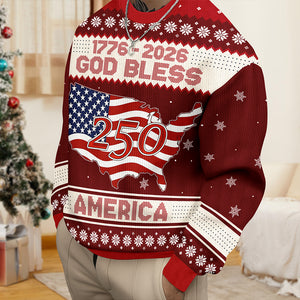 1776 - 2026 God Bless America 250 Ugly Sweater Christmas Gift HA75 897968