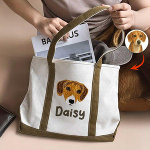 Custom Pet Face Embroidered Monogram Beach Bag HO82 894238