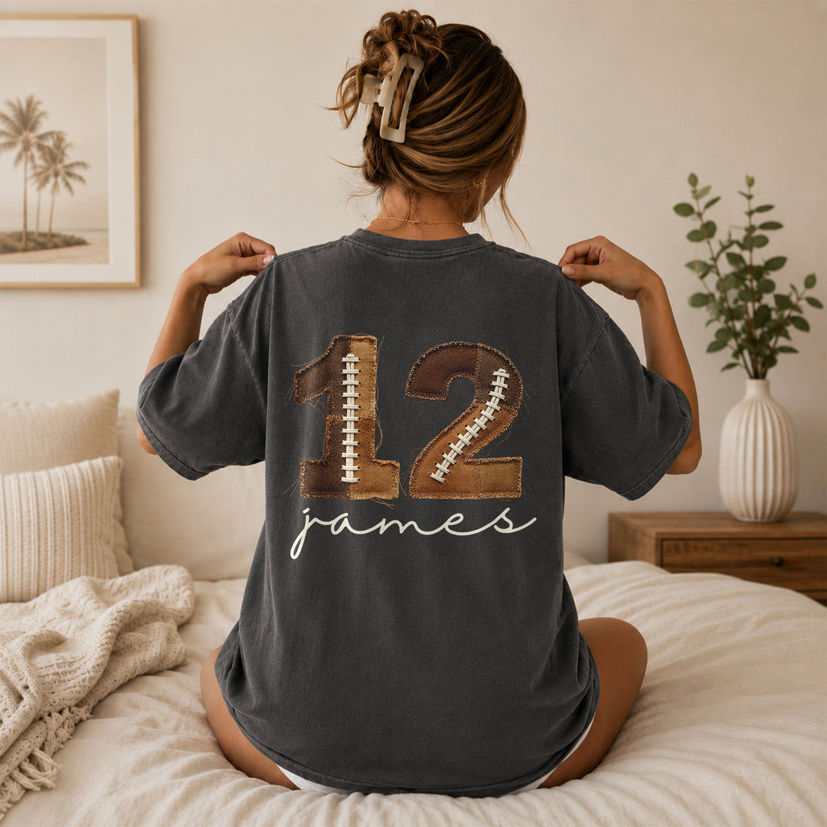 Custom Football Number & Name Faux Patchwork Back Comfort Shirt HO82 903396