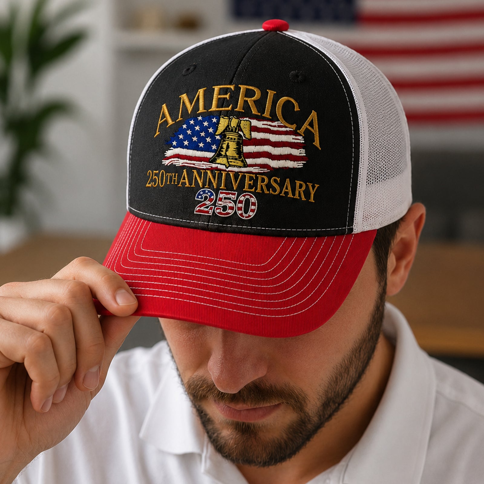 United States 250th Anniversary 1776–2026 Embroidered Trucker Hat HO82 902878
