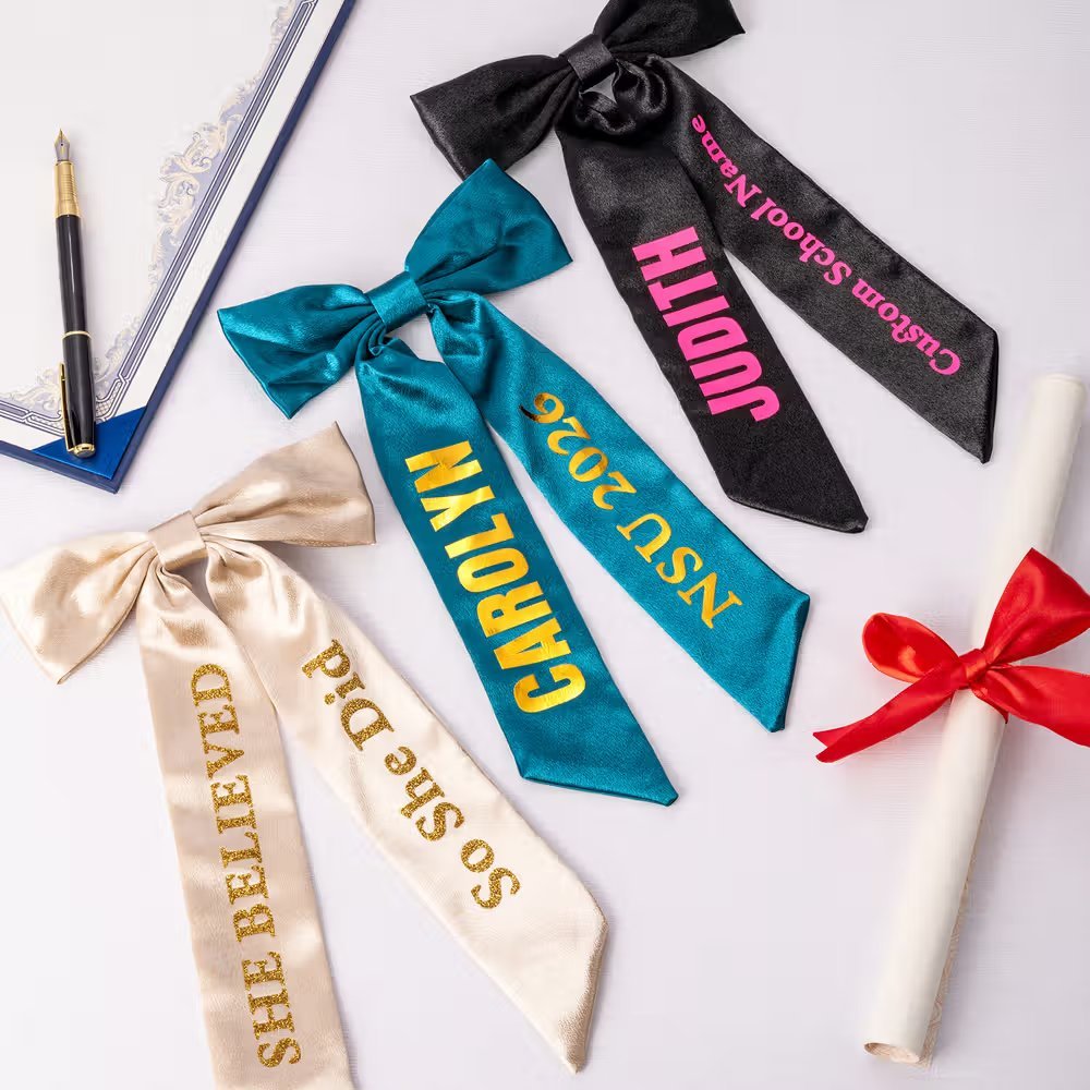 Personalized Glitter Texts Bow Class of 2027 - Senior Gift Ribbon Hair Bow LM32 669941