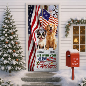 Custom Cute 3D Dog We Wish You Ameri Christmas Decoration Door Cover HA75 898084