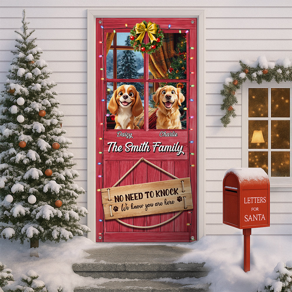 Custom Cute 3D Dog No Need To Knock We Know You Are Here Decoration Door Cover HA75 898080