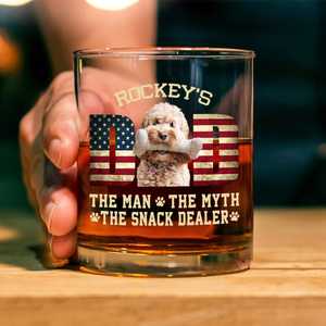 Custom Photo Dog Dad The Man The Myth American Flag Dad Rock Glass HA75 892272