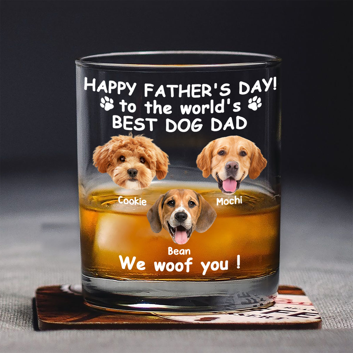 Custom Photo Woof Best Dog Dad Whiskey Glass Father's Day Gifts HA75 892370