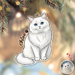 Custom Cute Cat Photo Portrait Christmas Decoration Acrylic Ornament LM32 895715