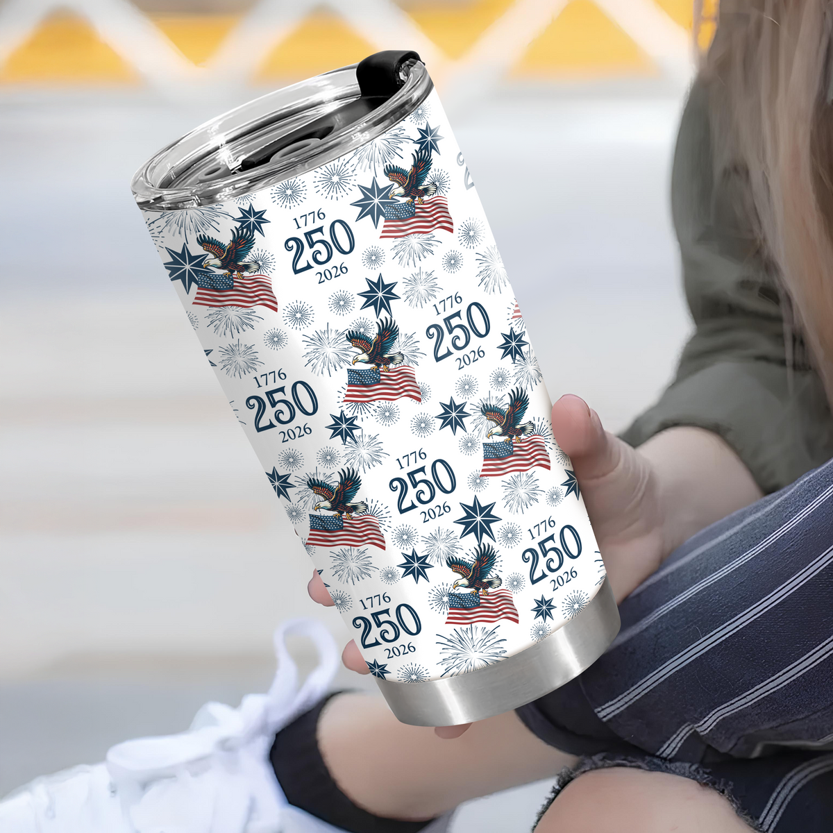 Personalized USA 250 Anniversary Eagle 1776-2026 Fat Tumbler HA75 920306