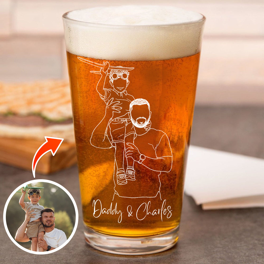 Custom Photo Dad and Kid Beer Glass - Gift for Father’s Day LM32 899985