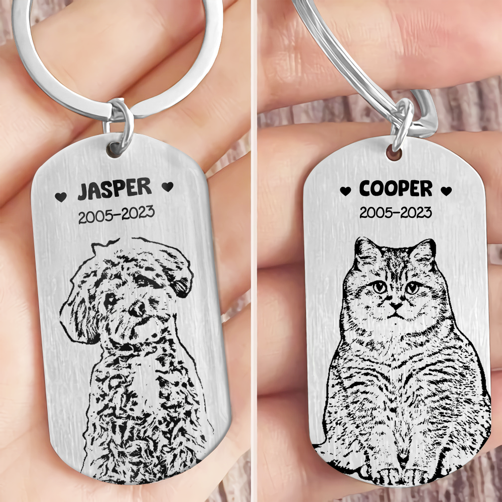 Custom Drawing Pencil Photo For Pet Lovers Metal Keychain LM32 893409