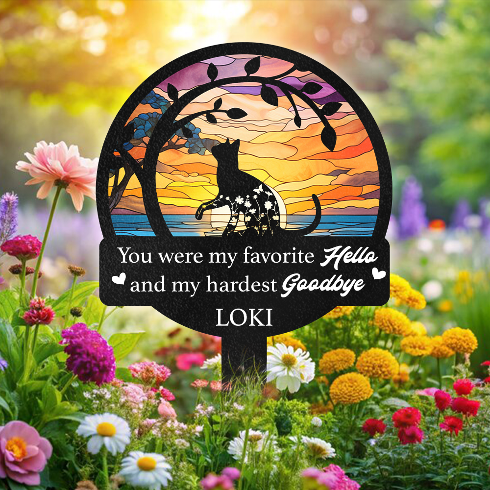 Personalized Cat Loss Memorial Garden Stake CH07 895776
