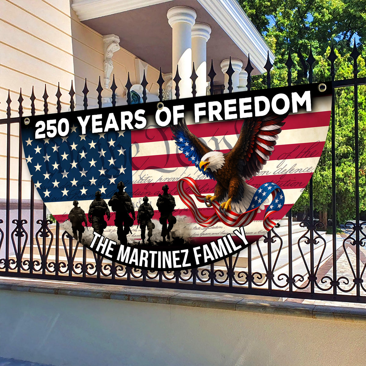 Custom Family Name 250 Years of Freedom Non-Pleated Fan Flag HA75 920364